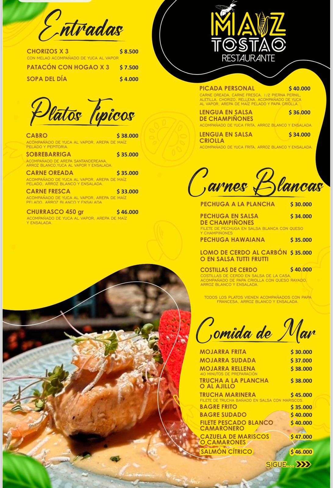 Carta Tipica - Entradas y Bebidas